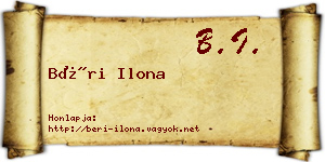 Béri Ilona névjegykártya